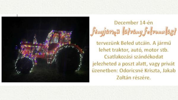 Fényjárművek vonulnak fel december 14-én Beleden